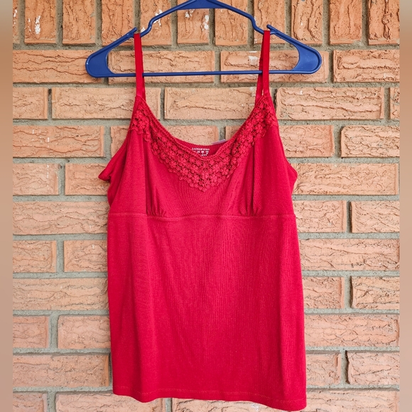 Lands' End Tops - Lands' End Red Lace Trim Women's Top Size L